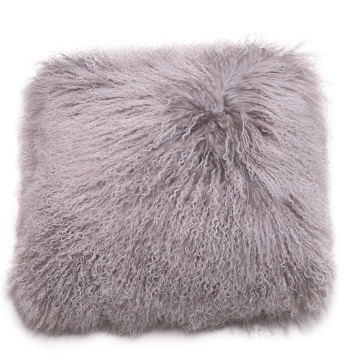 Customized Gray Fur Long Hair Baby Throw Pillow Cover Case with Zipper
